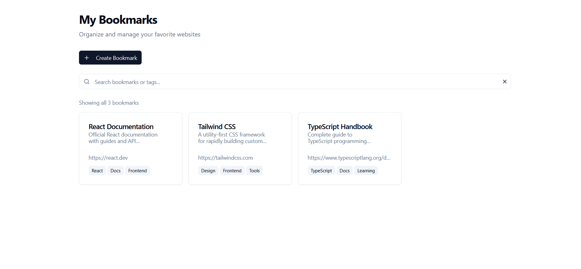 Bookmarks App